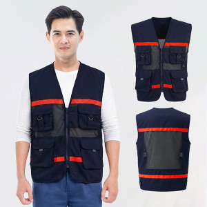 Áo gile phản quang đỏ nổi bật AV88 vải thoáng khí, khóa kéo tiện dụng