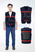 Áo gile phản quang đỏ nổi bật AV88 vải thoáng khí, khóa kéo tiện dụng, Size L