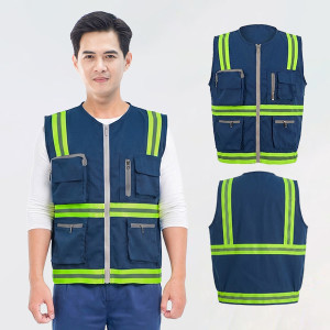 Áo gile phản quang AV89 vải kaki siêu bền, nhẹ, túi hộp tiện lợi