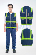 Áo gile phản quang AV89 vải kaki siêu bền, nhẹ, túi hộp tiện lợi, Size L