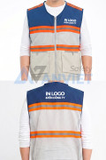 Áo gile phản quang AV87 vải kaki phối lưới thoáng mát, khóa kéo chắc chắn, Size L