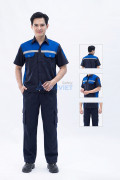 Quần áo bảo hộ lao động Evinz AV97 thiết kế tay ngắn linh hoạt, phản quang nổi bật, Size M - Vải kaki liên doanh