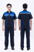 Quần áo bảo hộ lao động Evinz AV97 thiết kế tay ngắn linh hoạt, phản quang nổi bật, Size M - Vải kaki liên doanh