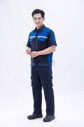 Quần áo bảo hộ lao động Evinz AV97 thiết kế tay ngắn linh hoạt, phản quang nổi bật, Size M - Vải kaki liên doanh