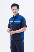 Quần áo bảo hộ lao động Evinz AV97 thiết kế tay ngắn linh hoạt, phản quang nổi bật, Size M - Vải kaki liên doanh