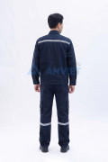 Quần áo bảo hộ lao động Evinz AV95 màu xanh đậm phối phản quang, bền đẹp, Size L - Vải kaki liên doanh