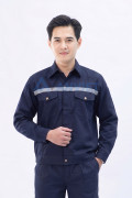 Quần áo bảo hộ lao động Evinz AV95 màu xanh đậm phối phản quang, bền đẹp, Size L - Vải kaki liên doanh