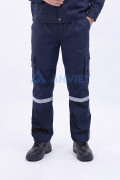 Quần áo bảo hộ lao động Evinz AV95 màu xanh đậm phối phản quang, bền đẹp, Size L - Vải kaki liên doanh