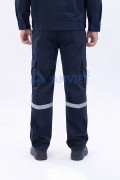Quần áo bảo hộ lao động Evinz AV95 màu xanh đậm phối phản quang, bền đẹp, Size L - Vải kaki liên doanh