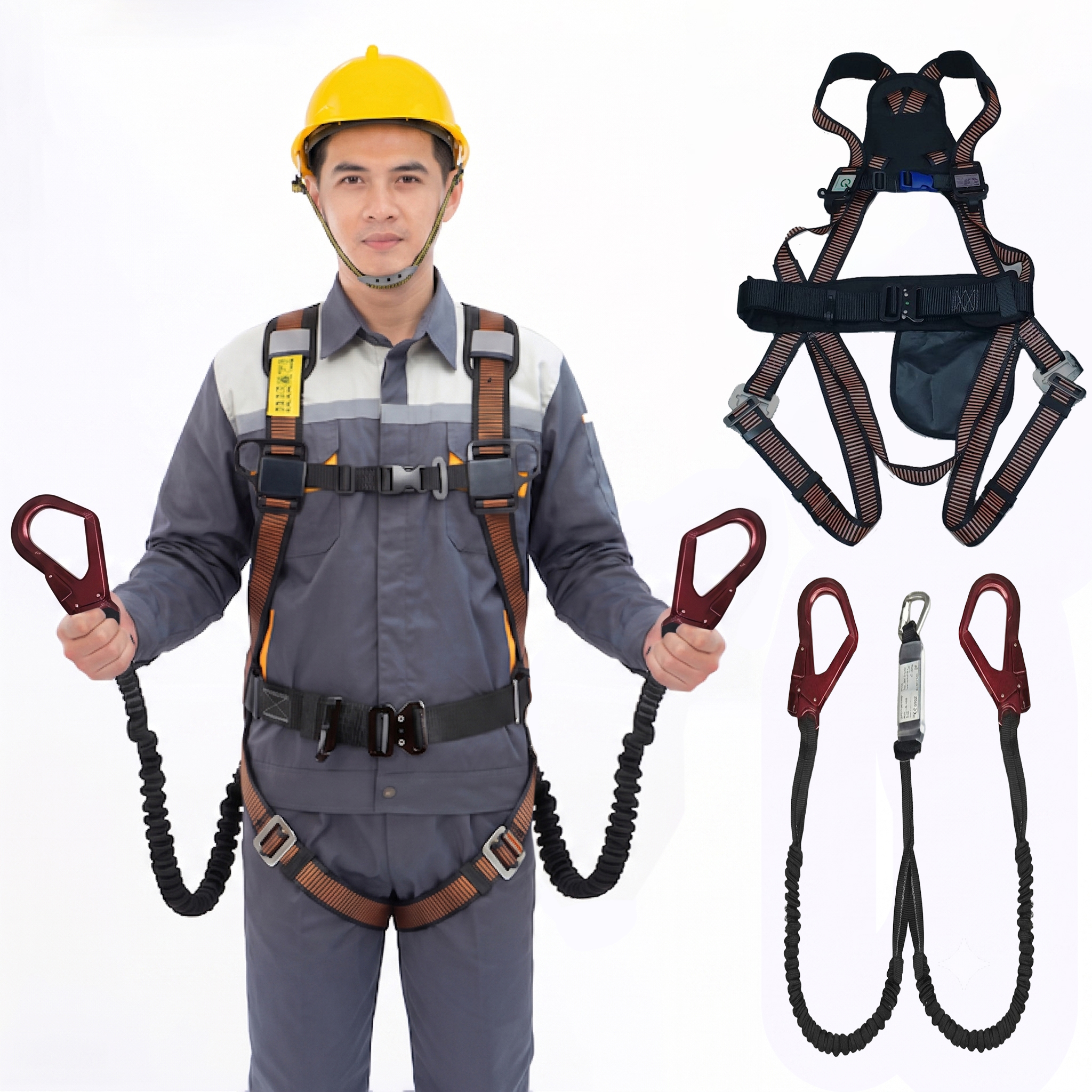 Dây đai an toàn toàn thân Kukje C111 2 móc nhôm dây chun, chống sốc, siêu bền