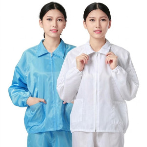 Áo phòng sạch S101 chống tĩnh điện, chống bụi, Màu xanh - Size M