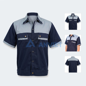 Áo bảo hộ lao động Evinz AV25 thiết kế ngắn tay, vải bền không phai màu, Size L - Vải kaki liên doanh