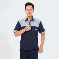 Áo bảo hộ lao động Evinz AV25 thiết kế ngắn tay, vải bền không phai màu, Size L - Vải kaki liên doanh