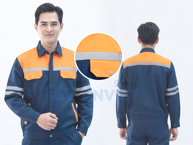 Chi tiết dây phản quang được may lên áo.