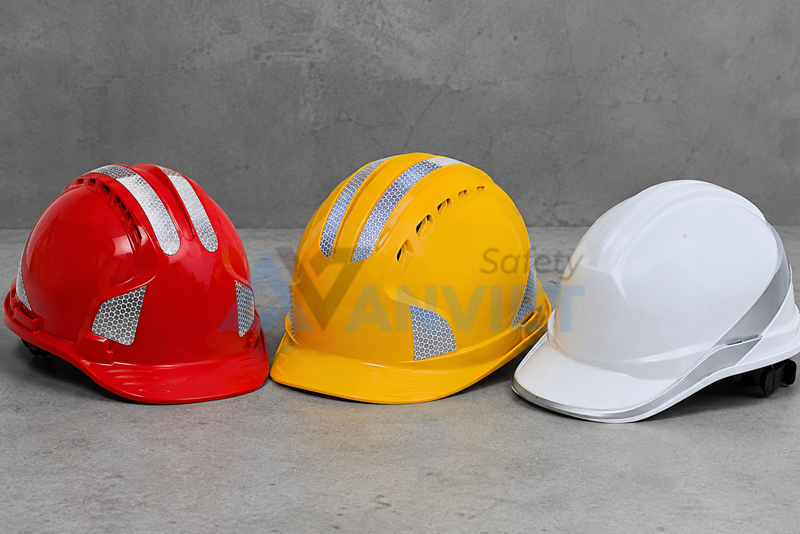 Lựa chọn và sử dụng mũ bảo hộ có dán phản quang đúng cách.