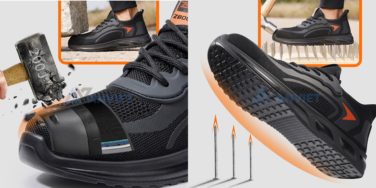 Đế lót Kevlar mềm bao phủ toàn bộ đế giày và không để lại bất kì khoảng chống nào giúp chống đâm mạnh tốt hơn.