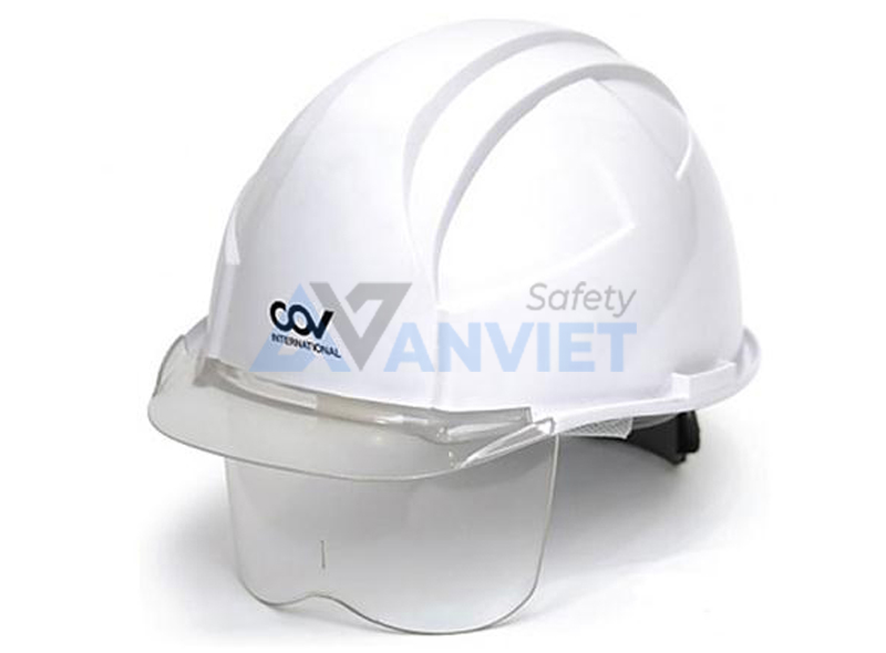 Kính che gắn mũ bảo hộ lao động.