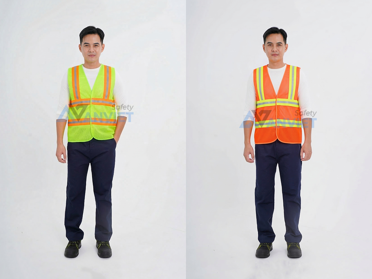 Áo gile lưới phản quang hai màu cao cấp AV35