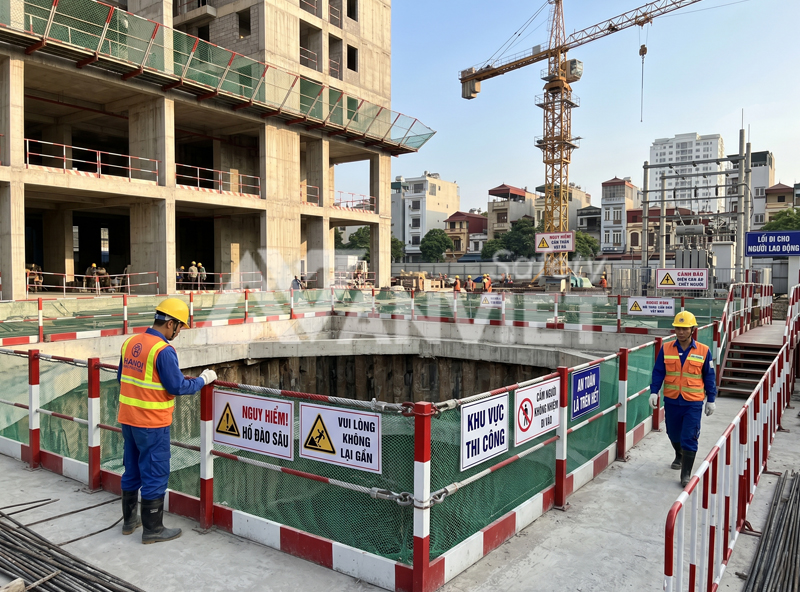 Thiết lập hệ thống biển báo và rào chắn cảnh báo.