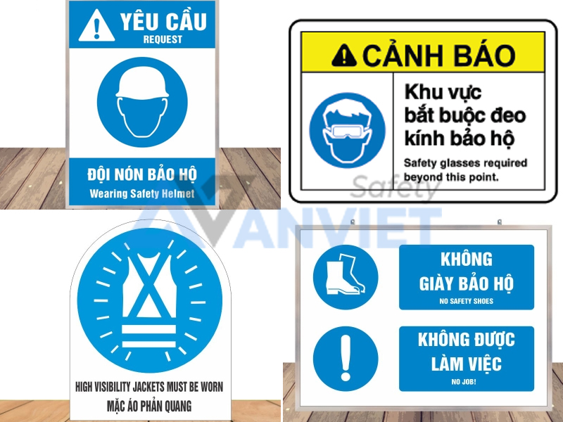 Nhóm biển hiệu lệnh bắt buộc tại công trường đang thi công.