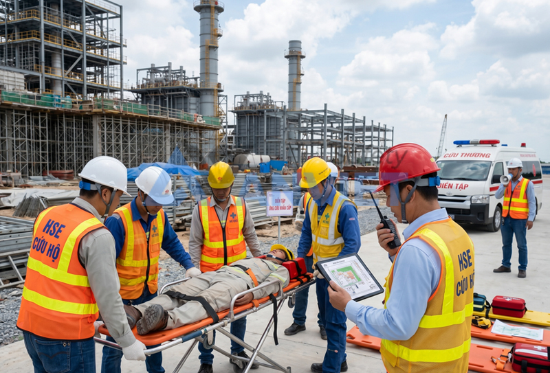 Xây dựng quy trình giám sát và xử lý sự cố trong công tác an toàn xây dựng.