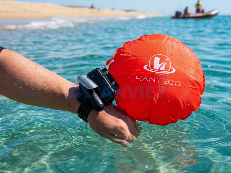 Phao cứu sinh khẩn cấp đeo tay - Thiết bị bảo hộ cá nhân nhỏ gọn.