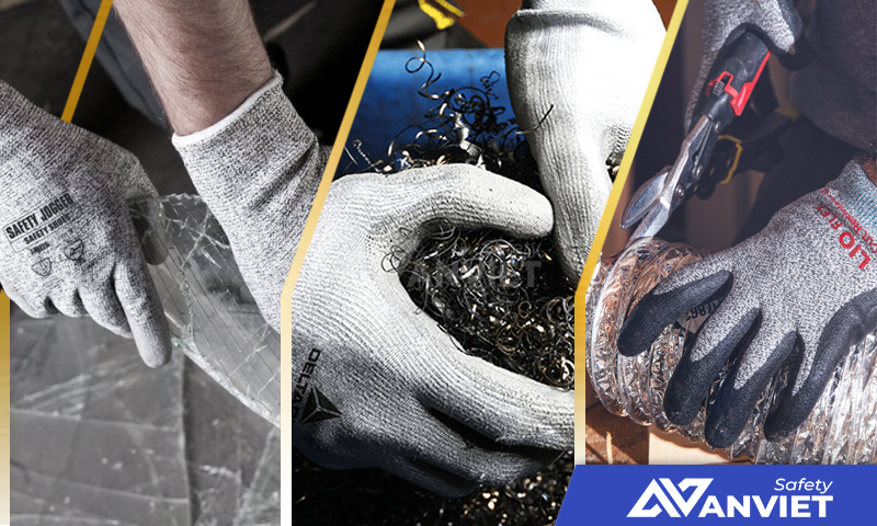 Găng tay lao động bảo vệ đôi tay khỏi va đập, cắt xước, hoá chất độc hại.