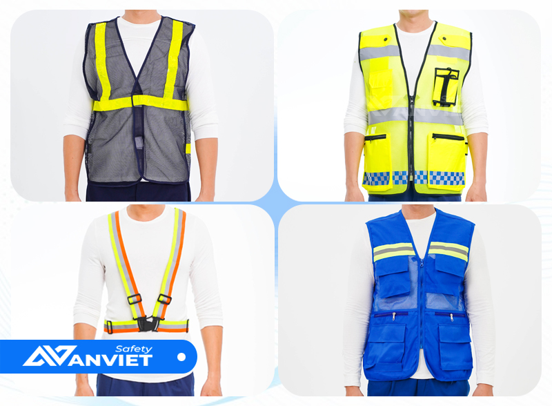 Các loại áo bảo hộ phản quang phổ biến.