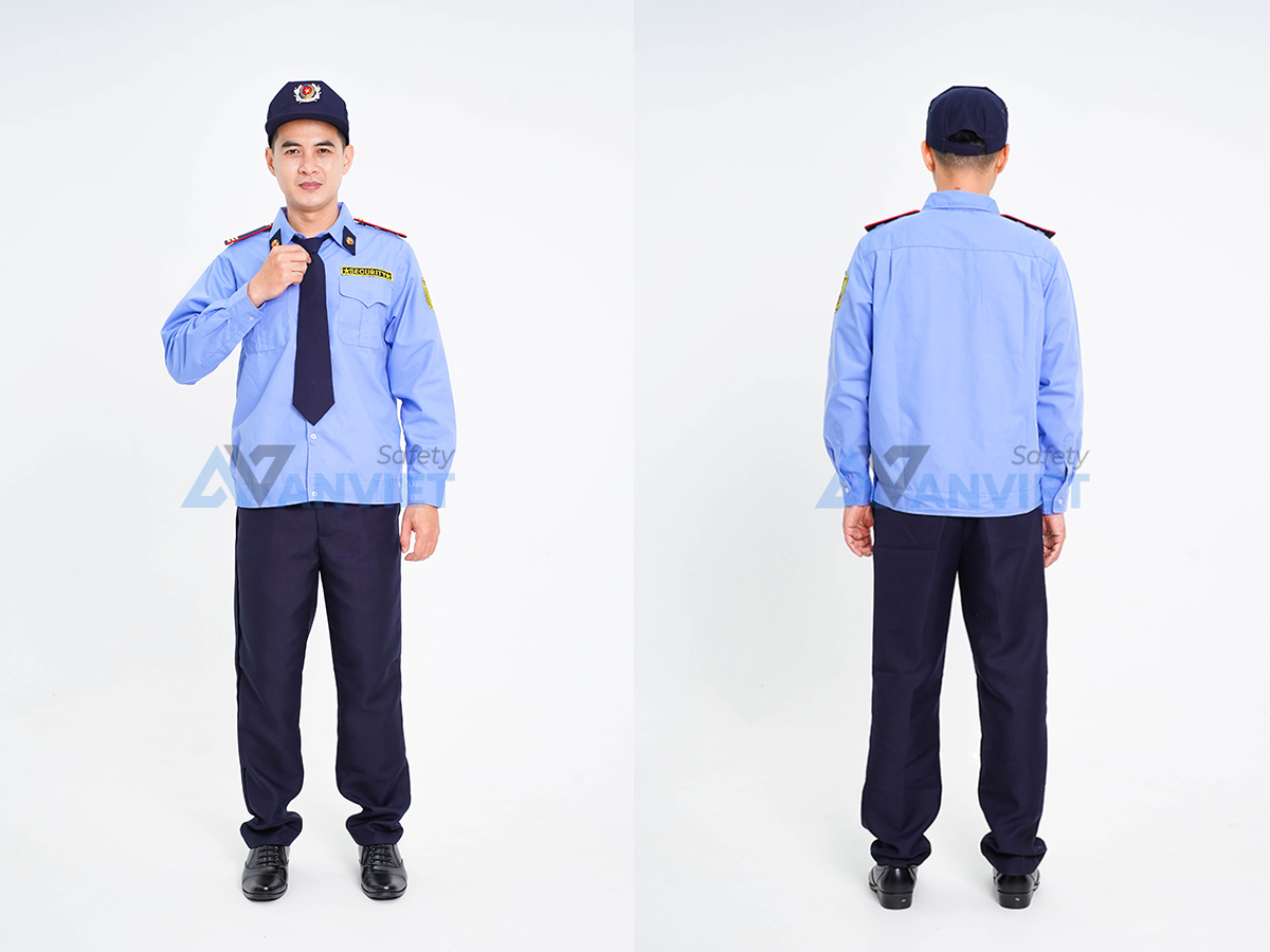 Quần áo bảo vệ dài tay màu xanh dáng bo đai 