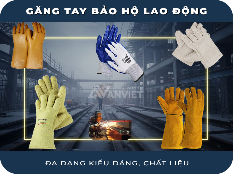 Găng tay bảo hộ lao động được sản xuất từ nhiều loại chất liệu khác nhau.