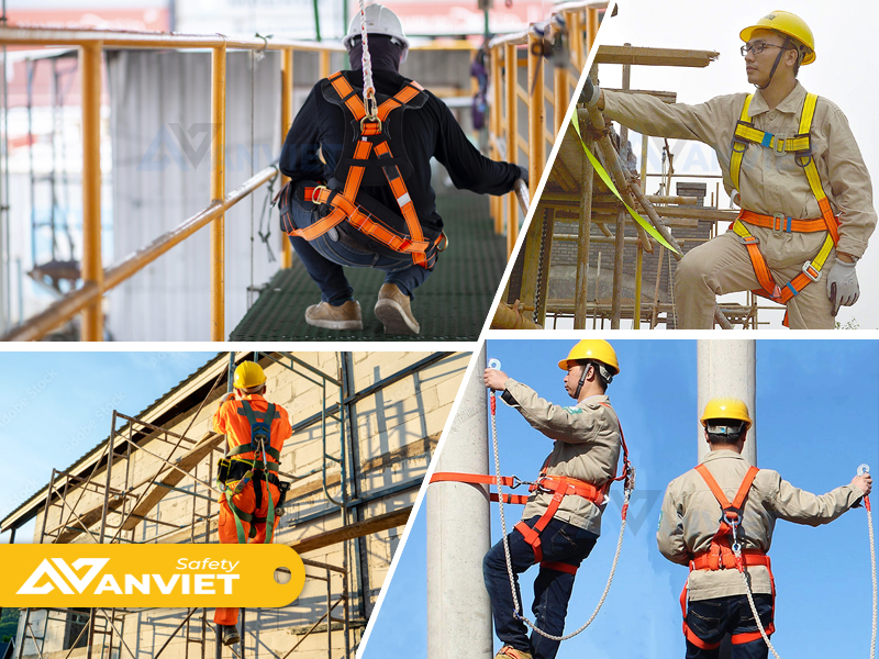 Dây đai an toàn đảm bảo an toàn cho người lao động trên cao.