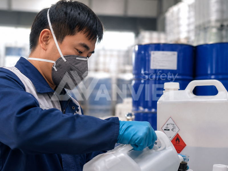 Khẩu trang có lớp than hoạt tính lọc hơi hóa chất nồng độ thấp.