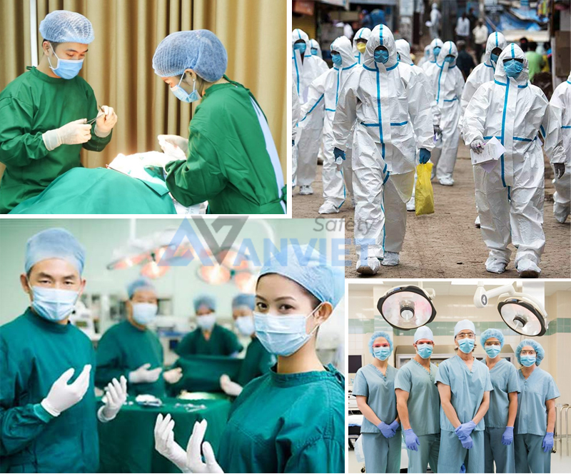 Bộ quần áo bảo hộ y tế chuyên dụng.
