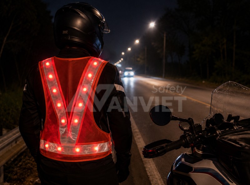 Áo phản quang tích hợp đèn LED.
