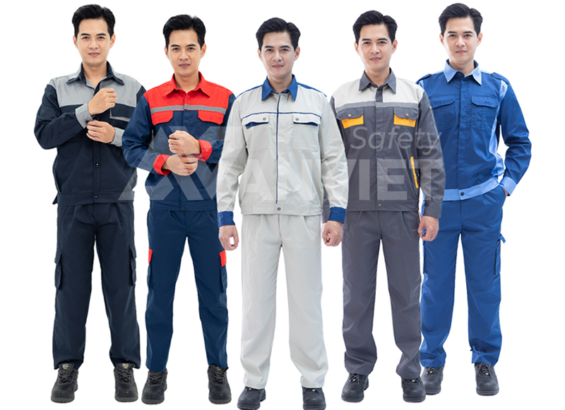 Chất liệu vải Kaki pha polyester phổ biến trong đồng phục bảo hộ.