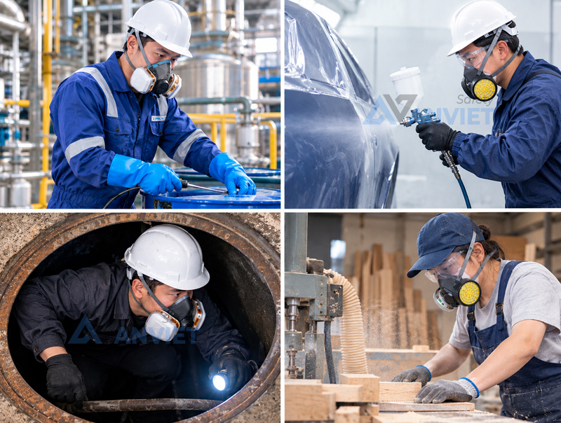 Ứng dụng mặt nạ phòng độc 2 phin lọc trong thực tế.
