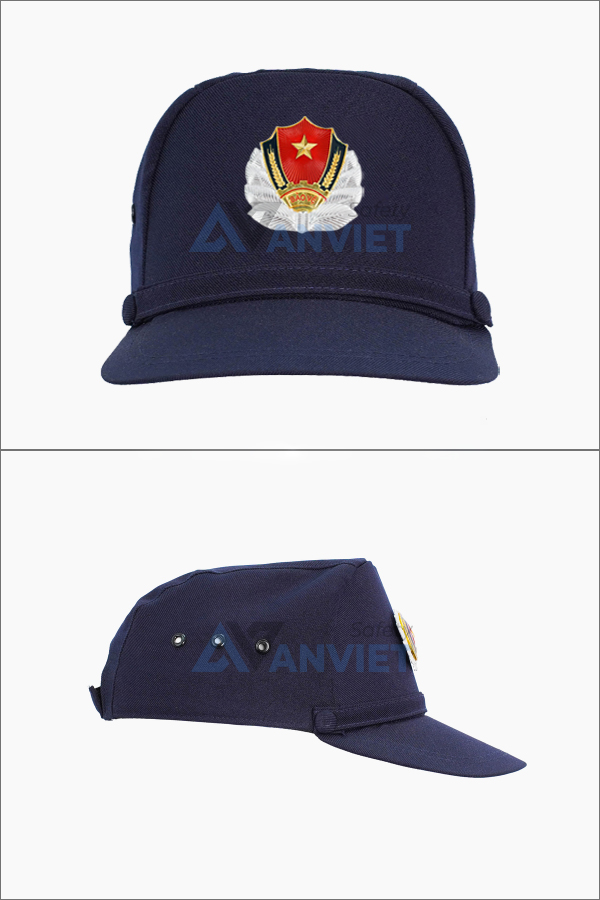 Vải casme thoáng khí, có sao hiệu bằng đồng mạ hợp kim, mang lại sự thoải mái và thẩm mỹ cho người đội.