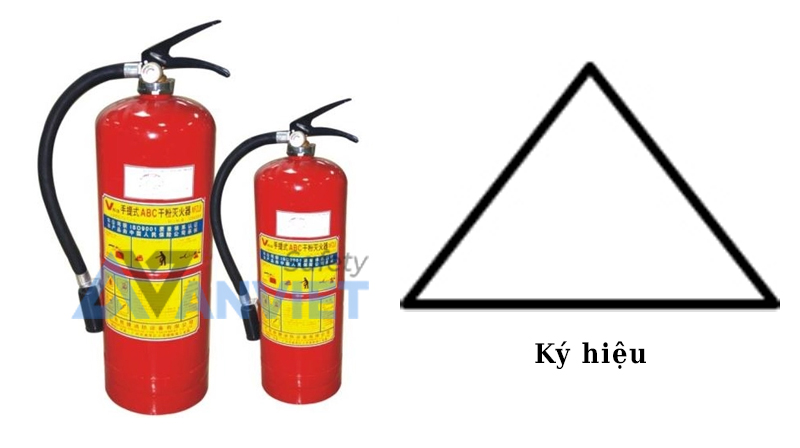 Ký hiệu bình chữa cháy xách tay (Portable fire extinguisher) trên bản vẽ.