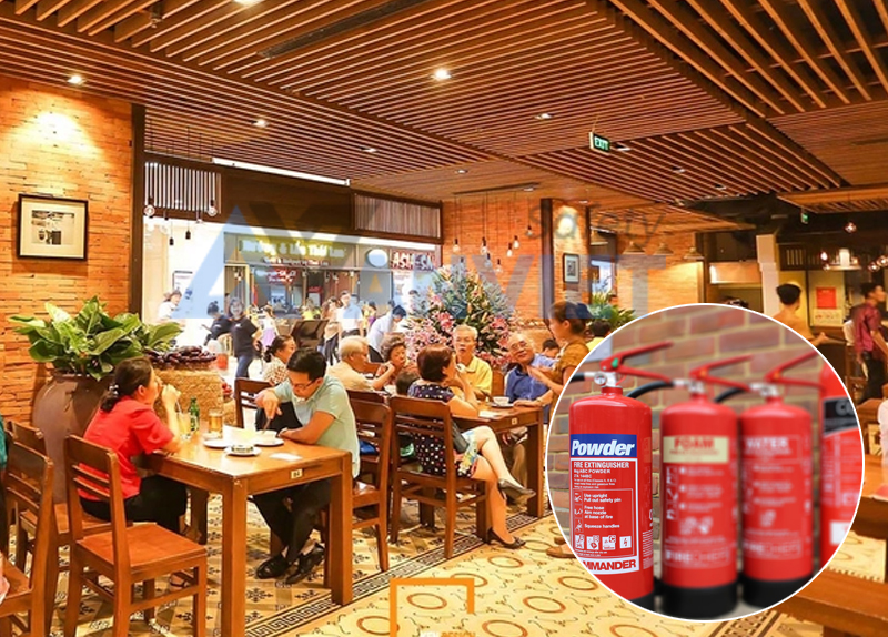 Chọn mua bình chữa cháy cho cửa hàng quán ăn đạt chuẩn, an toàn.