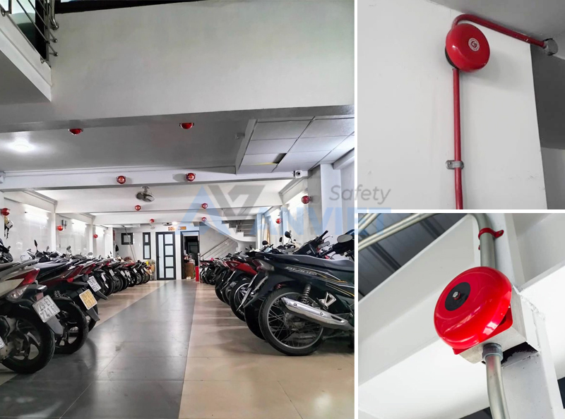 Lắp đặt quả cầu chữa cháy trong khu vực để xe.