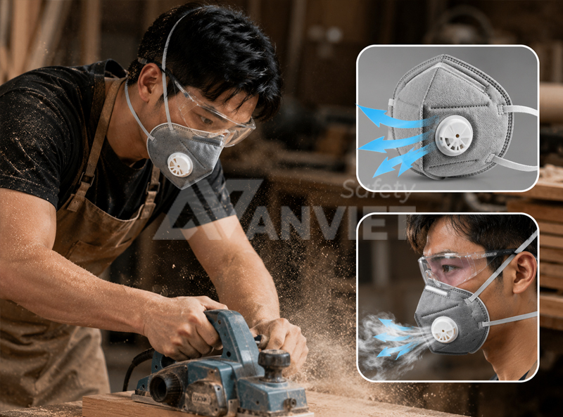 Khẩu trang có thiết kế kín khít và có van thở một chiều.