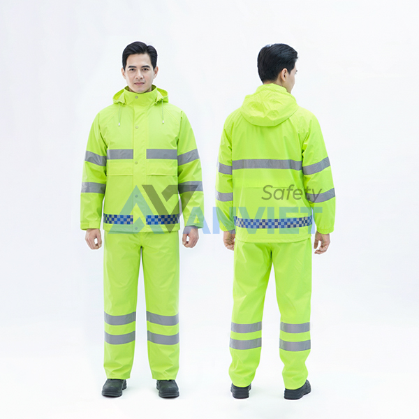 Bộ quần áo mưa phản quang cảnh sát giao thông loại 2