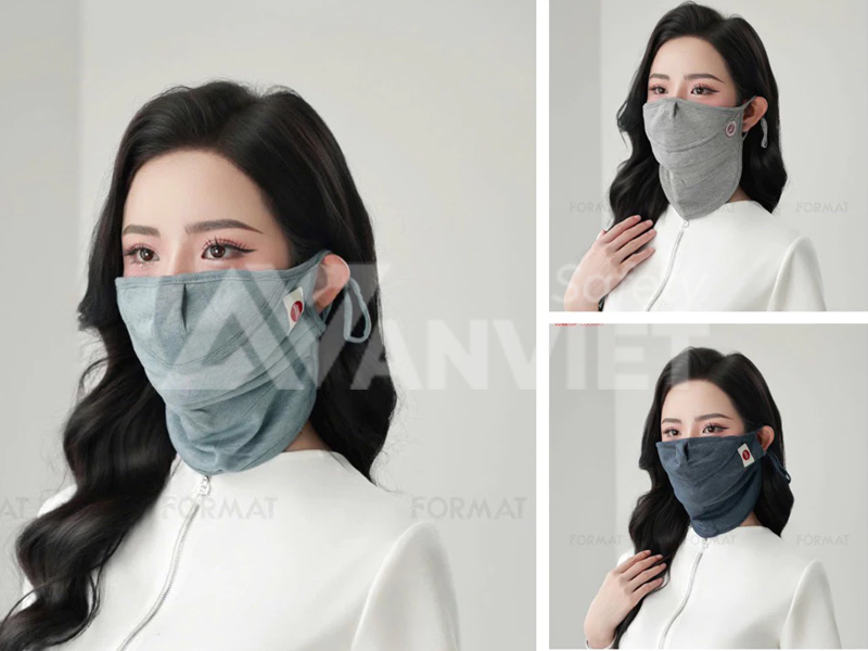 Khẩu trang chống tia UV vải Cotton pha sợi.