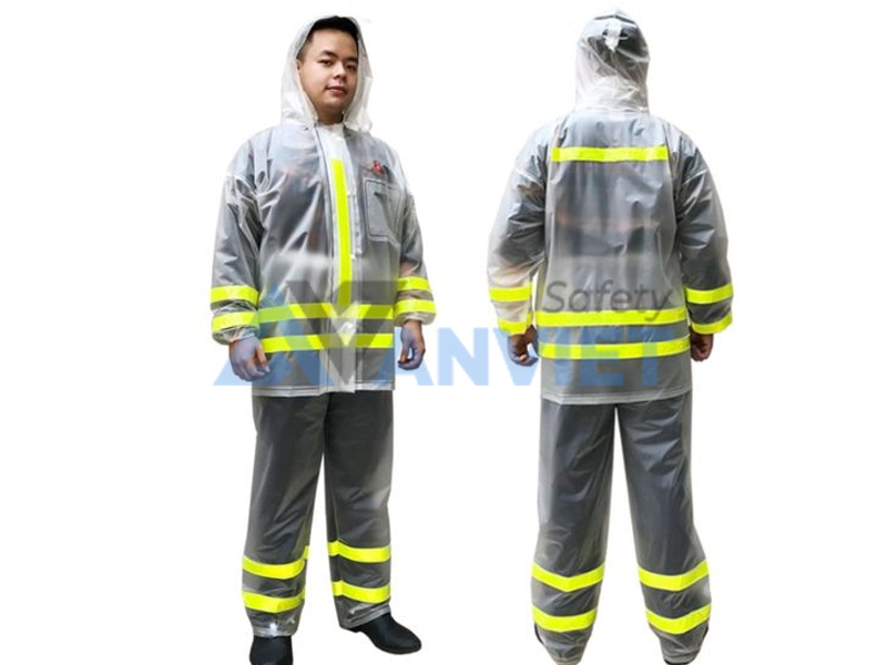 Bộ quần áo mưa trong suốt phản quang A14.