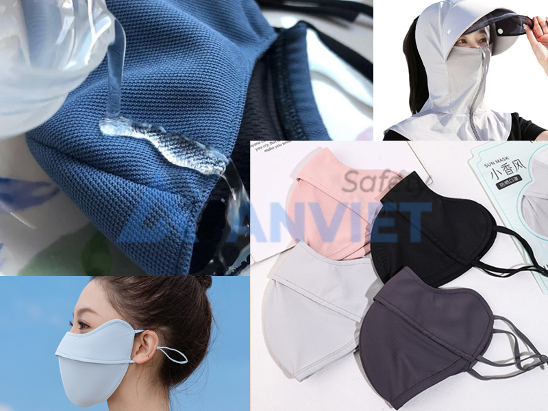 Khẩu trang chống tia UV vải Polyester và Nylon.