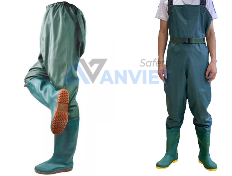 Các loại ủng liền quần lội nước phổ biến.