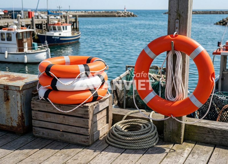 Phao tròn và phao bè cứu sinh.