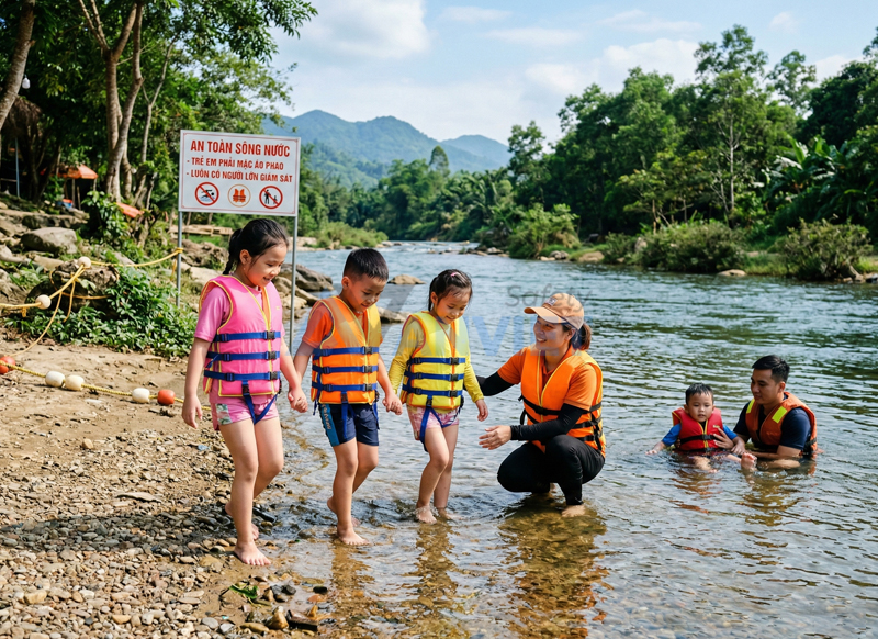 Trang bị kỹ năng an toàn sông nước cho trẻ em.