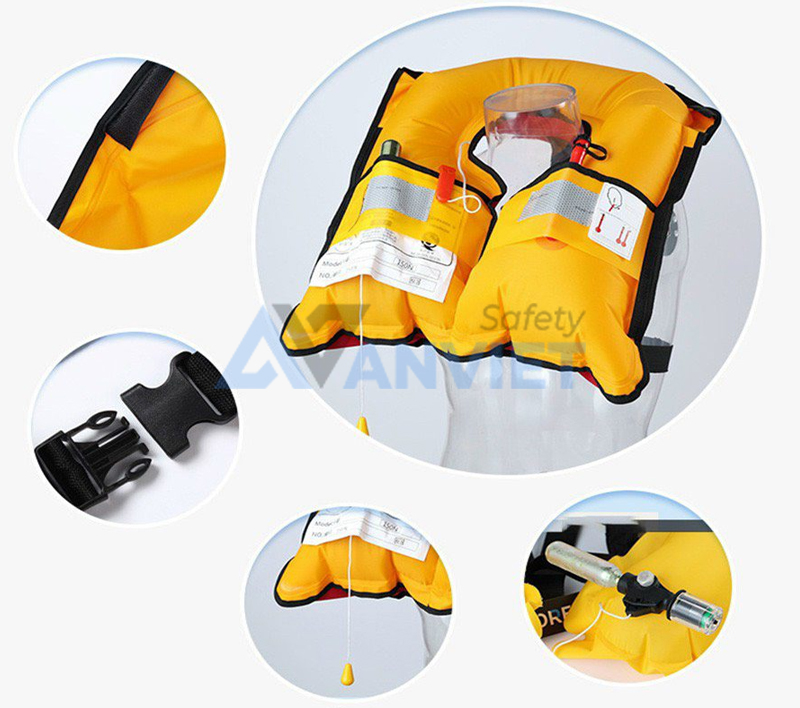 Cấu tạo cơ bản của phao cứu sinh tự thổi.