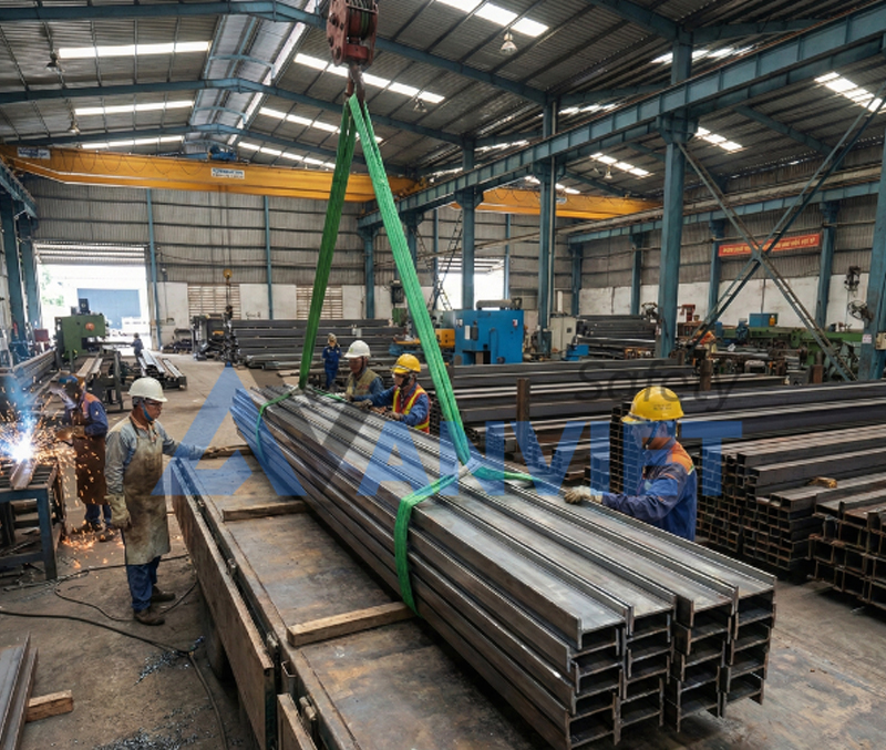 Dây cáp vải với kết cấu sợi polyester cường lực dệt ép nhiều lớp.